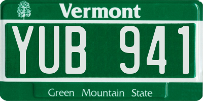 VT license plate YUB941