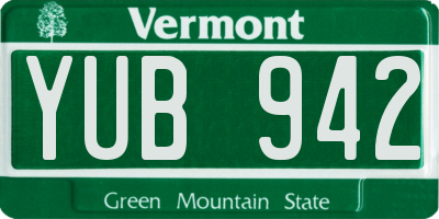 VT license plate YUB942