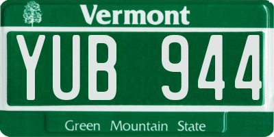 VT license plate YUB944