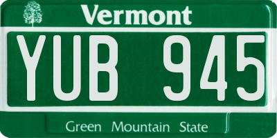 VT license plate YUB945