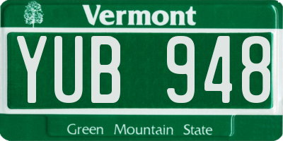 VT license plate YUB948