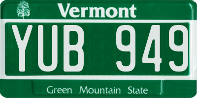 VT license plate YUB949