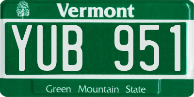 VT license plate YUB951