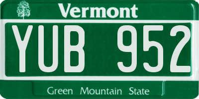 VT license plate YUB952