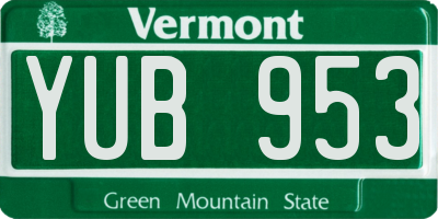 VT license plate YUB953