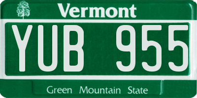 VT license plate YUB955