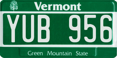 VT license plate YUB956