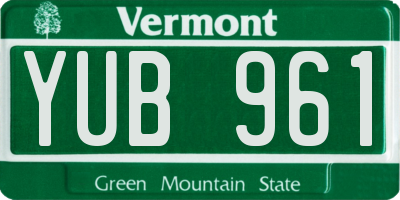 VT license plate YUB961