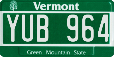 VT license plate YUB964