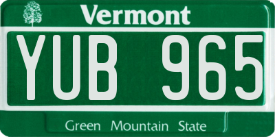 VT license plate YUB965