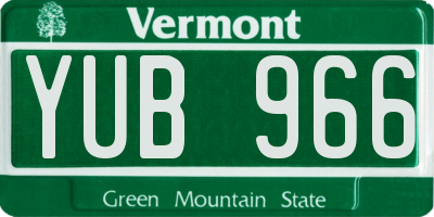VT license plate YUB966