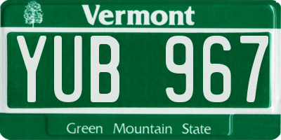 VT license plate YUB967