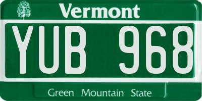 VT license plate YUB968