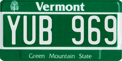VT license plate YUB969