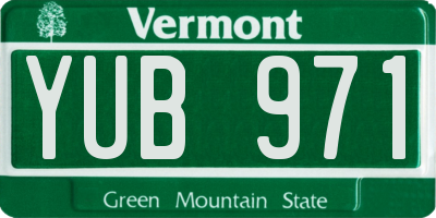 VT license plate YUB971