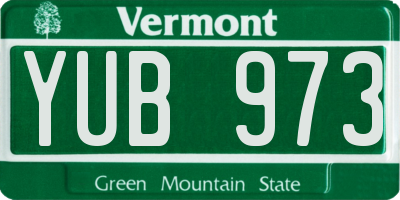 VT license plate YUB973