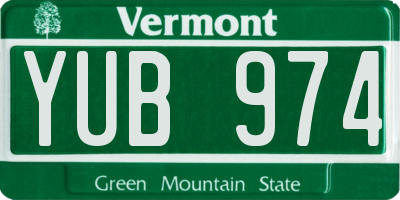 VT license plate YUB974