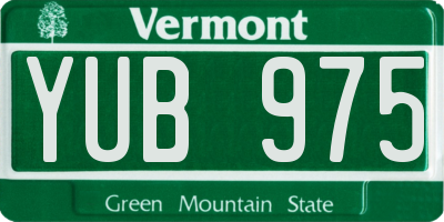 VT license plate YUB975