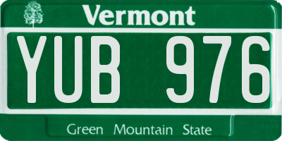 VT license plate YUB976