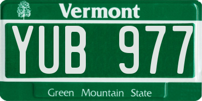 VT license plate YUB977