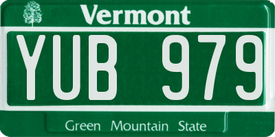 VT license plate YUB979