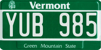 VT license plate YUB985