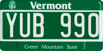 VT license plate YUB990