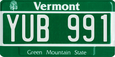 VT license plate YUB991