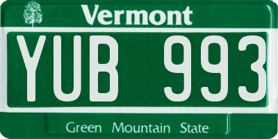 VT license plate YUB993