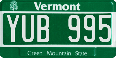 VT license plate YUB995