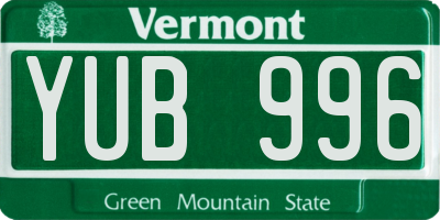VT license plate YUB996