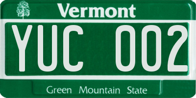 VT license plate YUC002