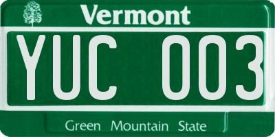 VT license plate YUC003