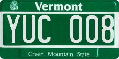 VT license plate YUC008