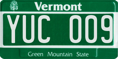 VT license plate YUC009