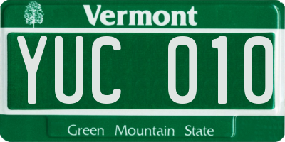 VT license plate YUC010