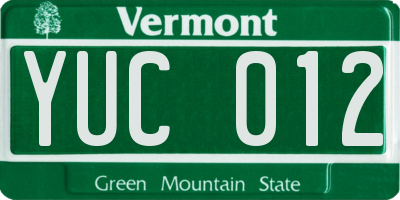 VT license plate YUC012
