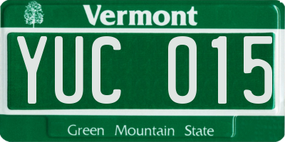 VT license plate YUC015
