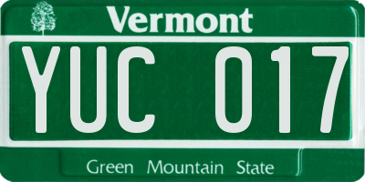 VT license plate YUC017