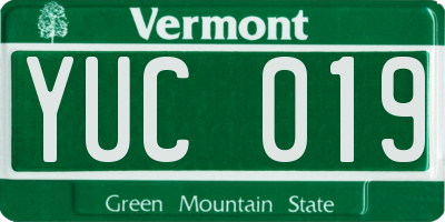 VT license plate YUC019