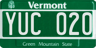 VT license plate YUC020