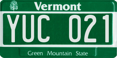 VT license plate YUC021