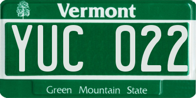 VT license plate YUC022