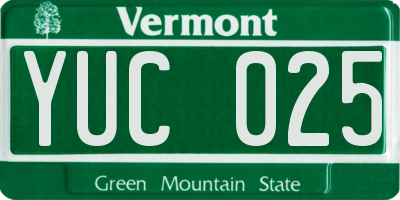 VT license plate YUC025