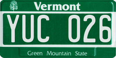 VT license plate YUC026