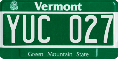 VT license plate YUC027