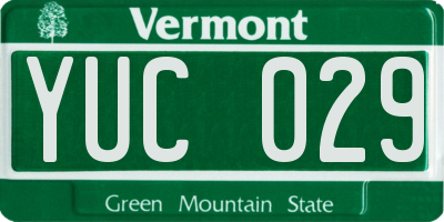 VT license plate YUC029