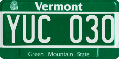 VT license plate YUC030
