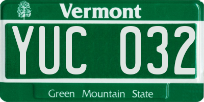 VT license plate YUC032