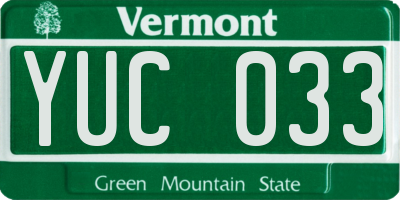 VT license plate YUC033